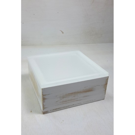 Ξύλινο τετράγωνο ντεκαπέ με καπάκι από plexiglass αμμοβολής
