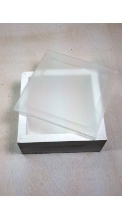 Ξύλινο τετράγωνο ντεκαπέ με καπάκι από plexiglass αμμοβολής