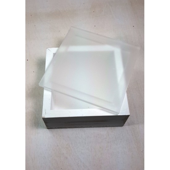 Ξύλινο τετράγωνο ντεκαπέ με καπάκι από plexiglass αμμοβολής