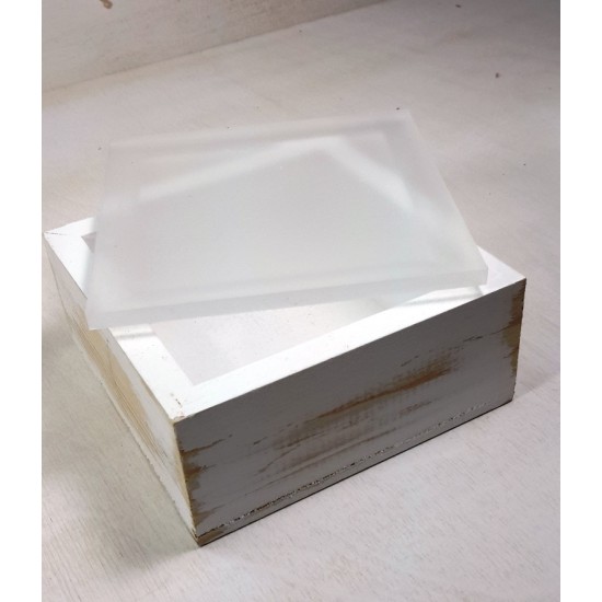 Ξύλινο τετράγωνο ντεκαπέ με καπάκι από plexiglass αμμοβολής
