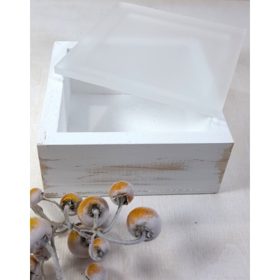 Ξύλινο τετράγωνο ντεκαπέ με καπάκι από plexiglass αμμοβολής
