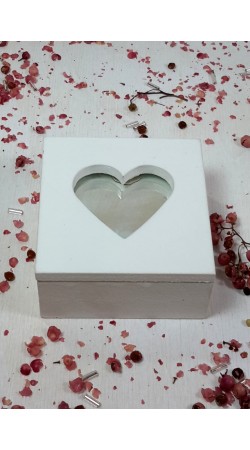 Τετράγωνο μασίφ με καπάκι από ξύλο+ασημί plexiglass καθρέφτη