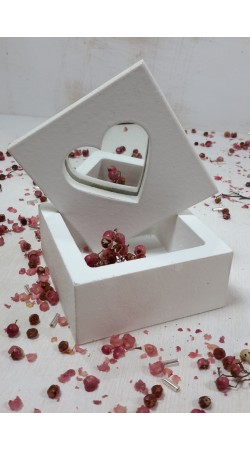 Τετράγωνο μασίφ με καπάκι από ξύλο+ασημί plexiglass καθρέφτη